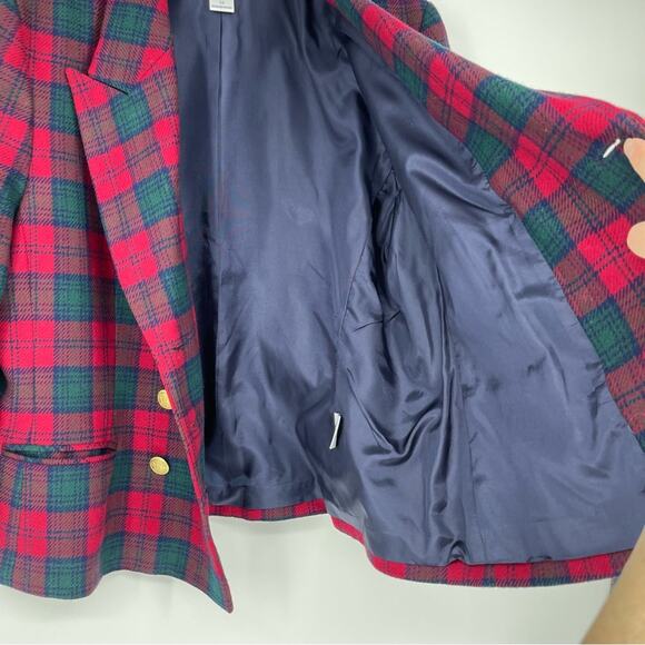 Pendleton Sz 16 Petite Wool Red Green Black Lined Blazer Tartan Vintage Holiday - Picture 9 of 16